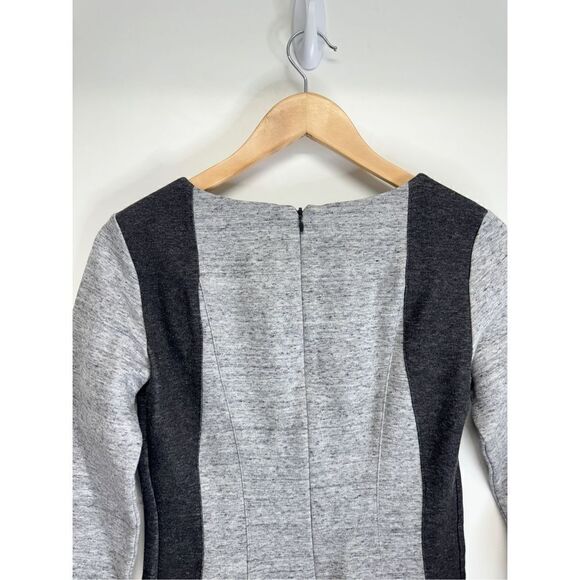 Club Monaco Mini Bodycon Dress Size 2 Gray Black Long Sleeve Cotton Blend Zip Up - Picture 5 of 9